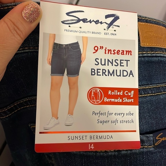 Seven7 Sunset Bermuda Torino Blue Denim Shorts size 14 - Picture 8 of 16